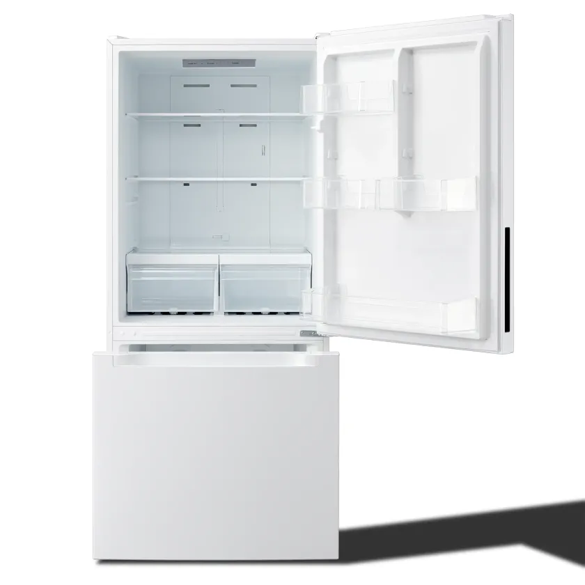18.7 cu. ft. Bottom Freezer Refrigerator front with fridge door open
